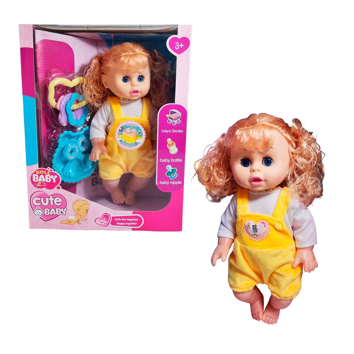 GENERICO - Muñeca Bebe Con Vestido Multicolor Utencilios Y Sonajero