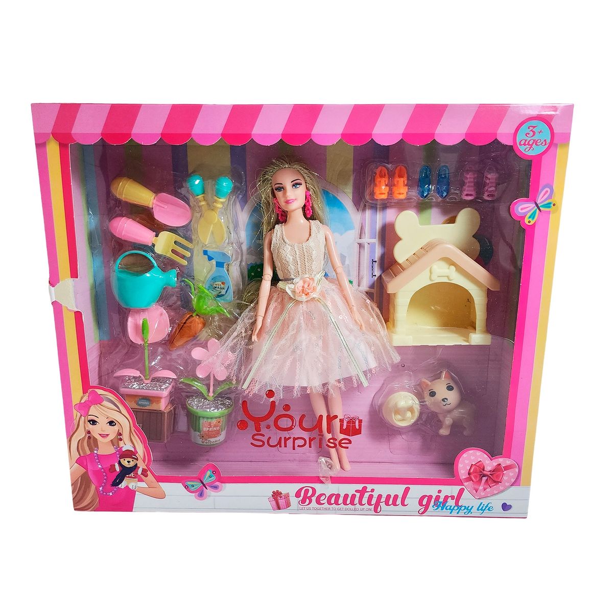 GENERICO - Muñeca Princesa Con Vestido Elegante Mascota Y Accesorios