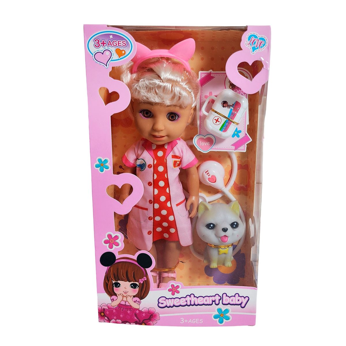 GENERICO - Muñeca Doctora Veterinaria Con Mascota Estetoscopio Juguete