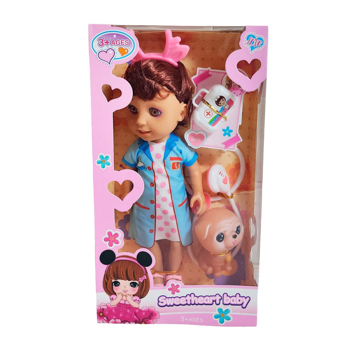 GENERICO - Muñeca Doctora Veterinaria Con Mascota Estetoscopio Juguete