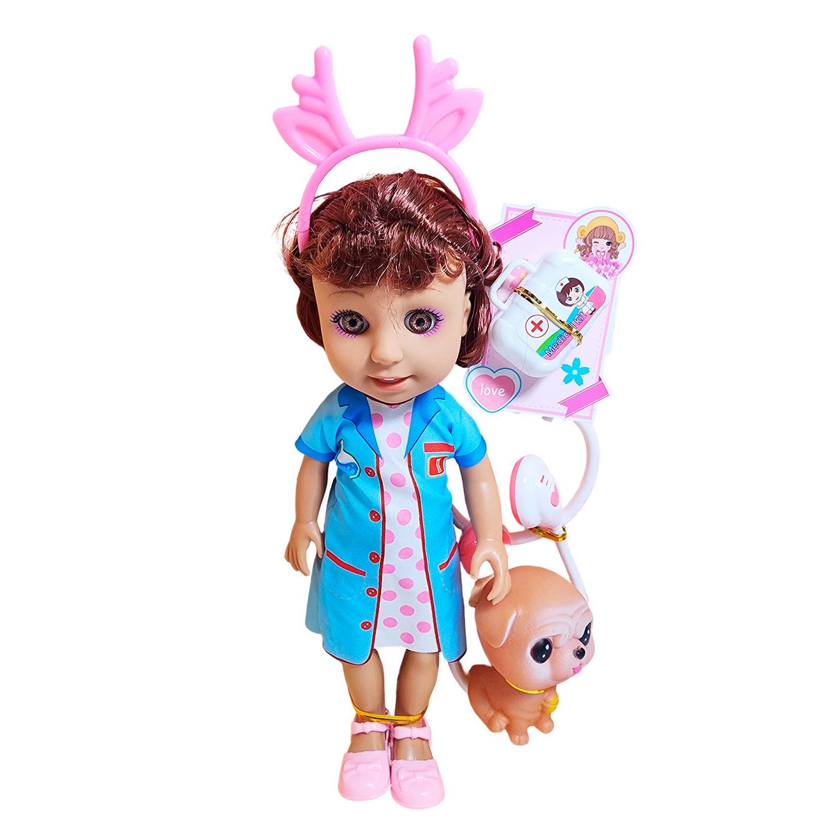 GENERICO - Muñeca Doctora Veterinaria Con Mascota Estetoscopio Juguete