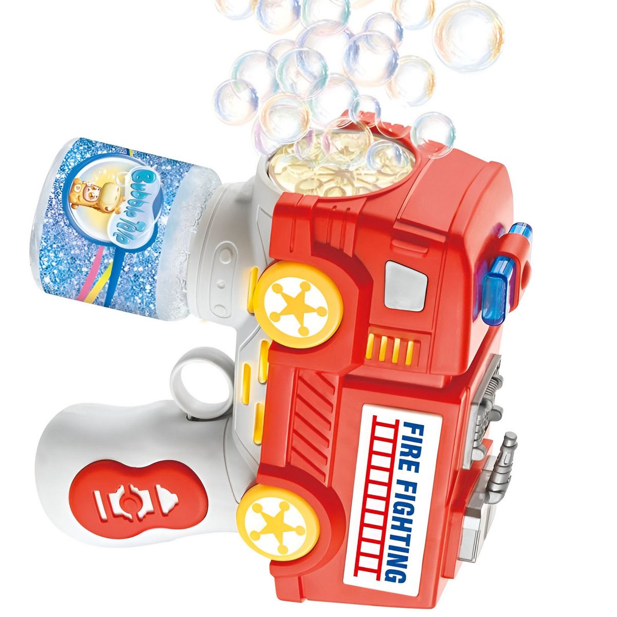 GENERICO - Pistola Burbujera Camion Bomberos Con Liquido De Burbujas