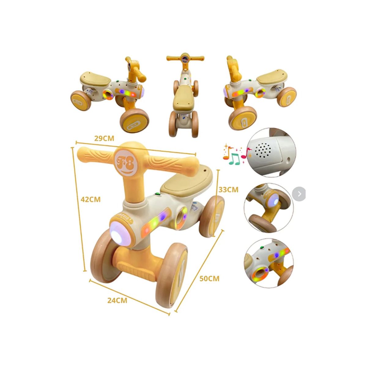 AMERICAN GENERICS - Triciclo Andador Buggy 1-3 Años con Música y Luces