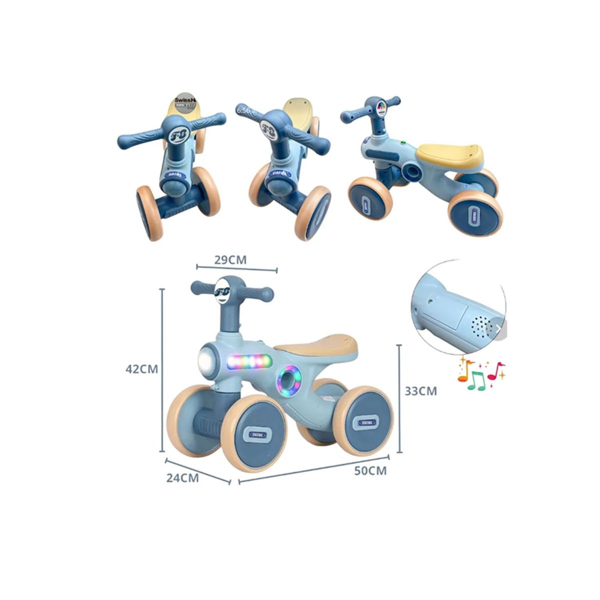 AMERICAN GENERICS - Triciclo Andador Buggy 1-3 Años con Música y Luces