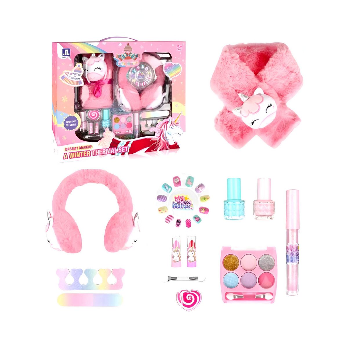 GENERICO - Maleta Kit Unicornio Orejera Bufanda Niñas Juguete Esmaltes