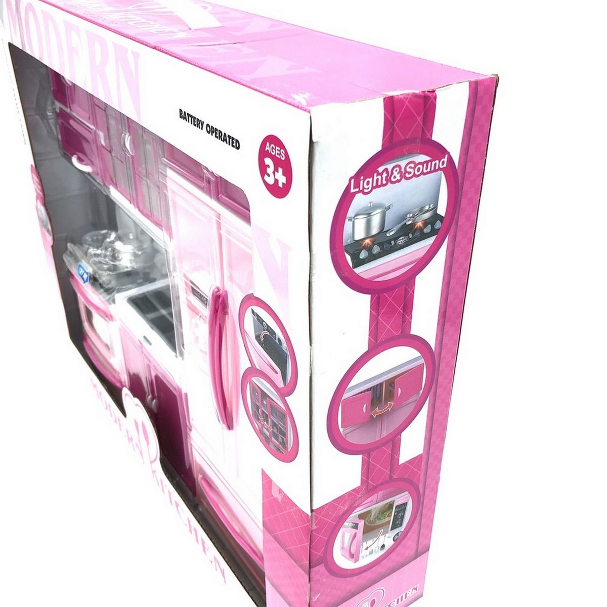 GENERICO - Cocina Muñecas Niñas Horno Luz Nevera Sonido 3 Modulos