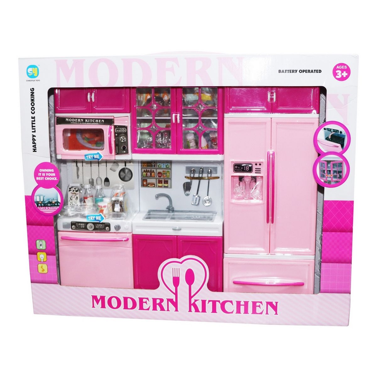 GENERICO - Cocina Muñecas Niñas Horno Luz Nevera Sonido 3 Modulos