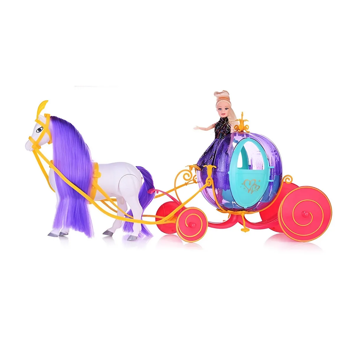 GENERICO - Carro Carruaje Muñeca Princesa Con Caballo Juguete Niñas