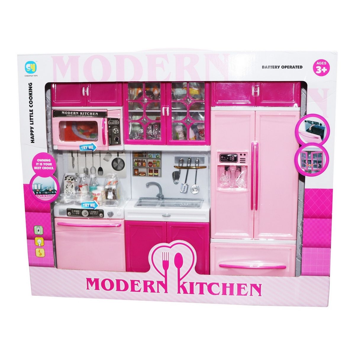 GENERICO - Cocina Muñecas Niñas Horno Luz Nevera Sonido 3 Modulos