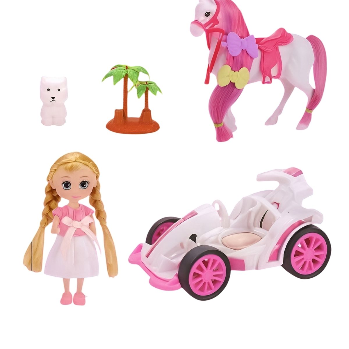 GENERICO - Muñeca Juguete Carro Deportivo Con Caballo Y Mascota