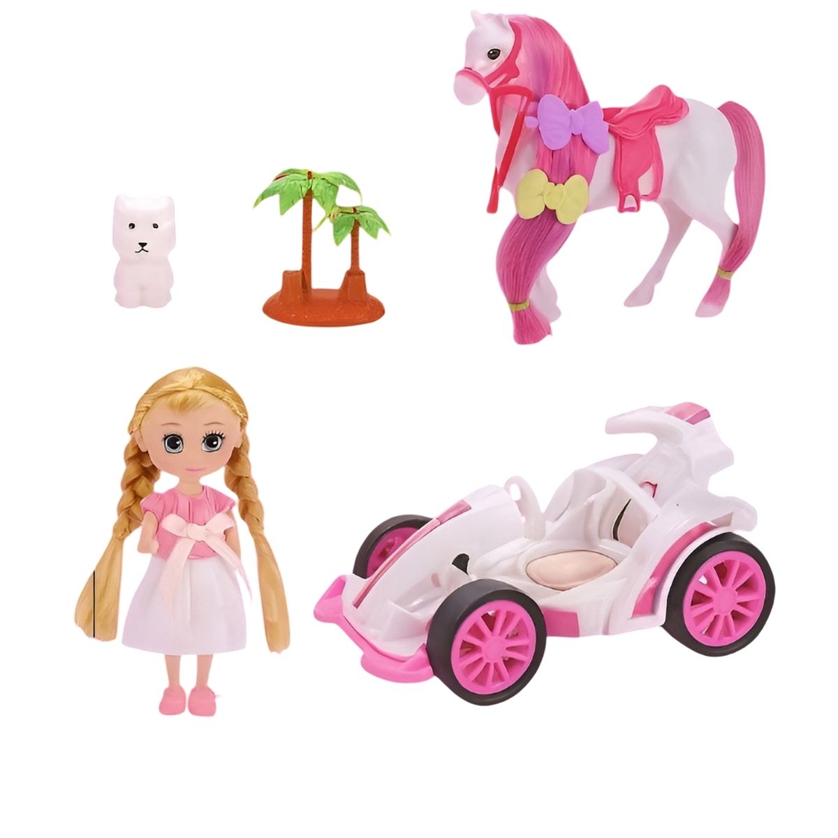 GENERICO - Muñeca Juguete Carro Deportivo Con Caballo Y Mascota