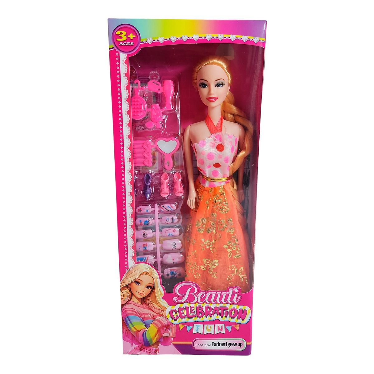 GENERICO - Muñeca Juguete Niñas Con Vestido Elegante Accesorios Uñas