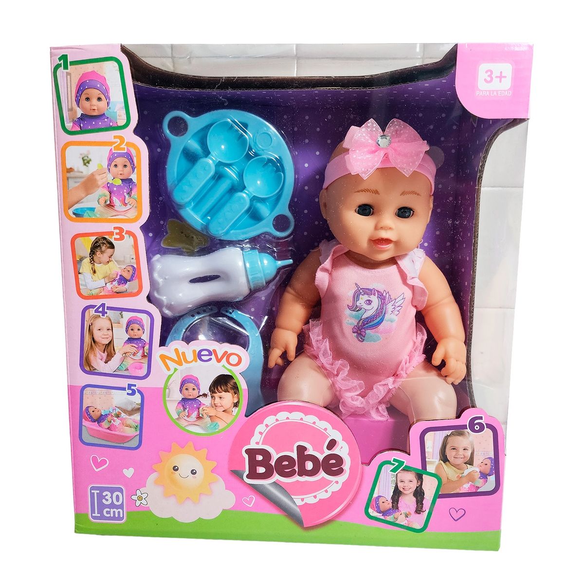 GENERICO - Muñeco Bebe Bebote Pijama Utencilios Babero Juguete Tetero