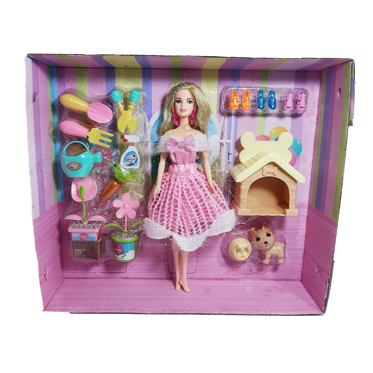 GENERICO - Muñeca Princesa Con Vestido Elegante Mascota Y Accesorios