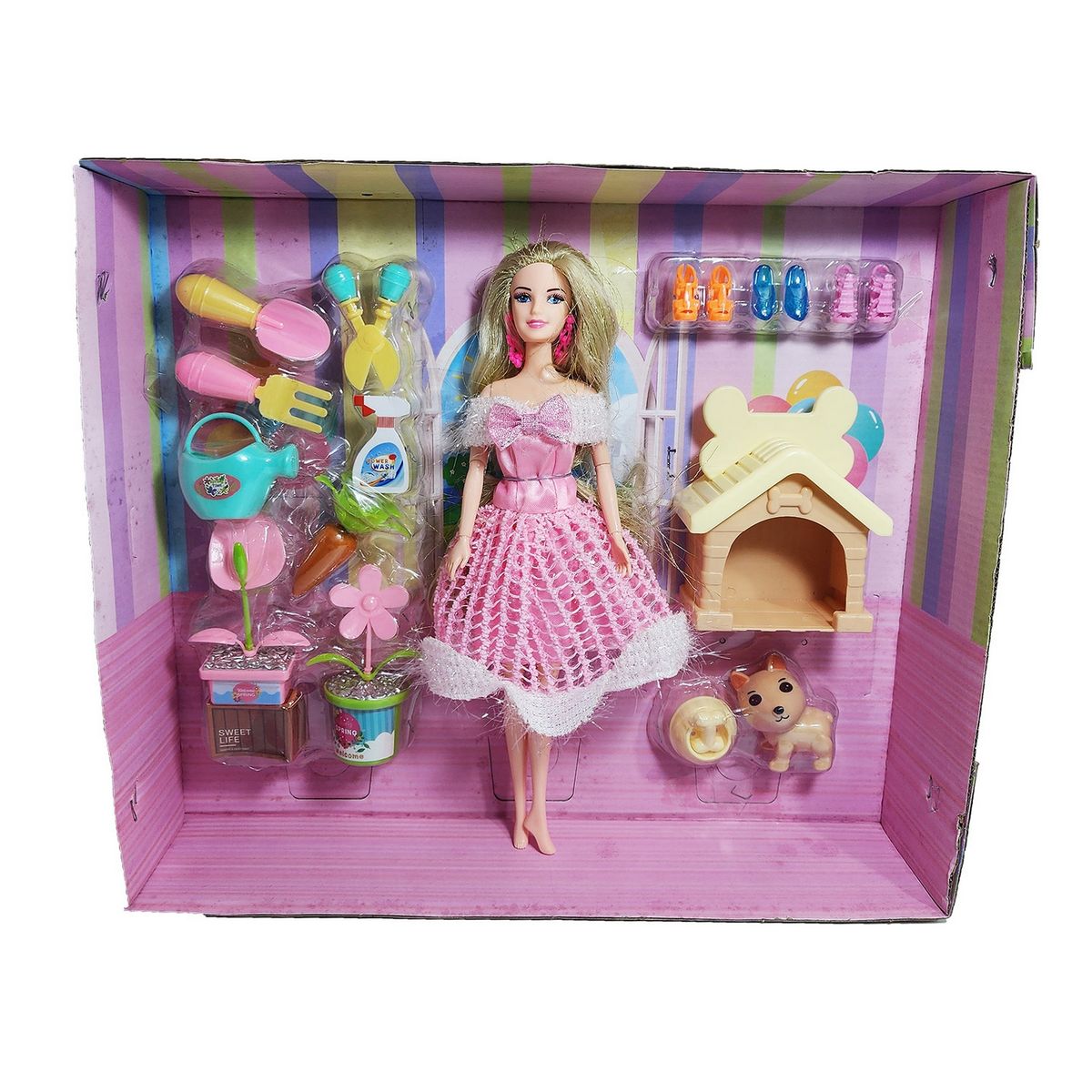 GENERICO - Muñeca Princesa Con Vestido Elegante Mascota Y Accesorios