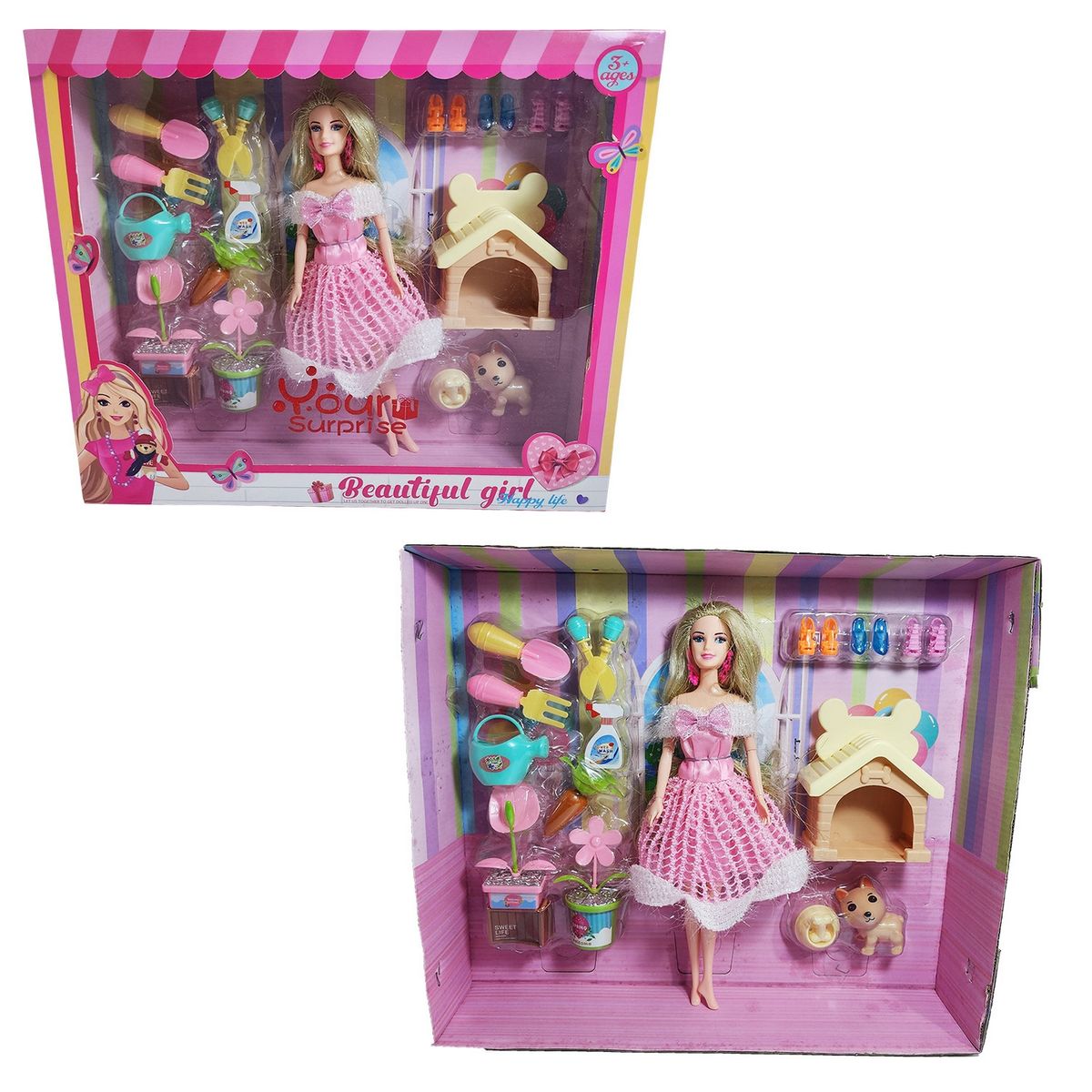 GENERICO - Muñeca Princesa Con Vestido Elegante Mascota Y Accesorios