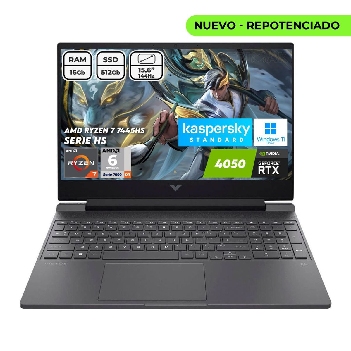 HP - Portátil Gamer Hp Victus 15 Amd Ryzen 7 7445hs Ram 16gb Ddr5 Ssd 51gb Rtx4050 Windows 11