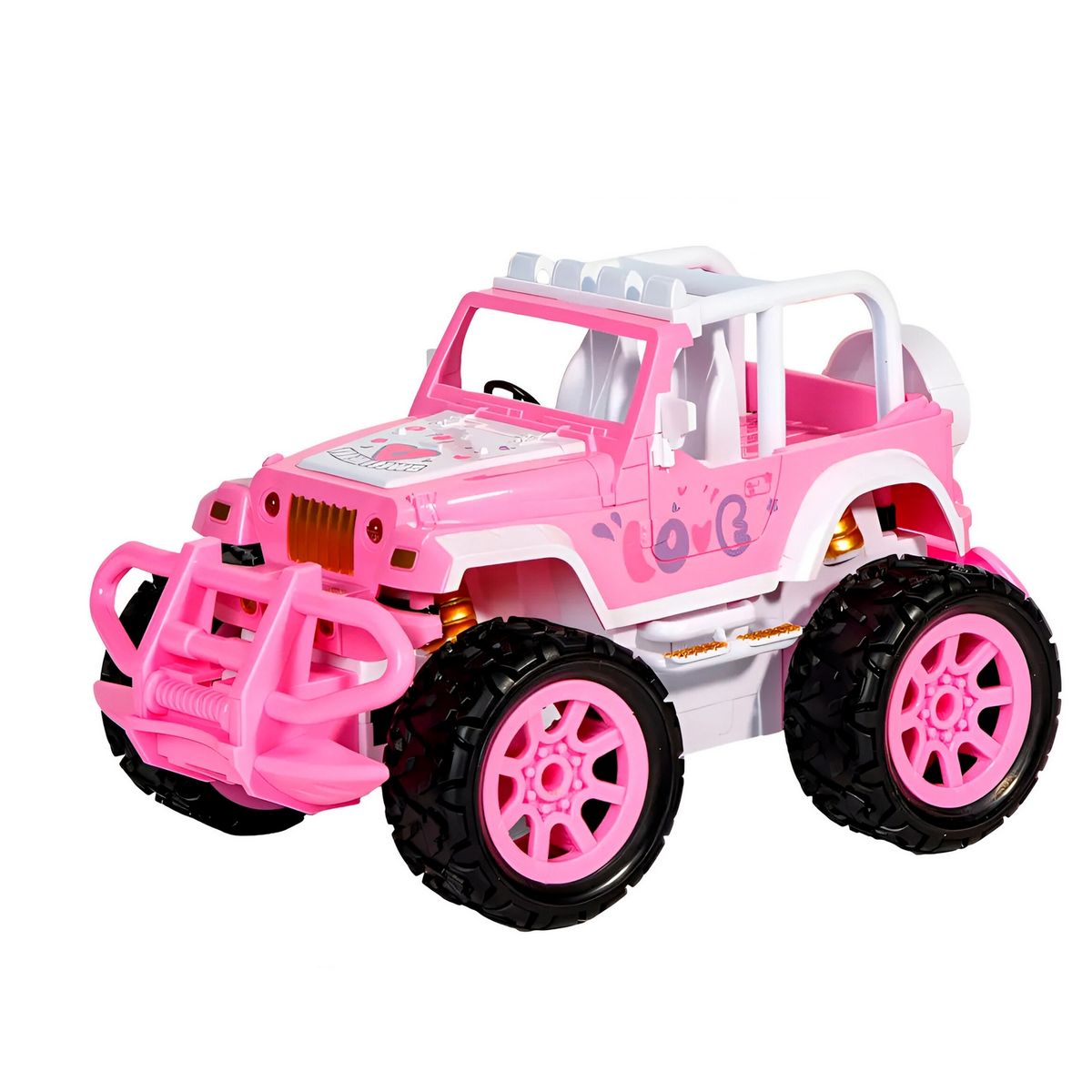 GENERICO - Carro Control Remoto Jeep Rosa Niñas Recargable + Muñeca