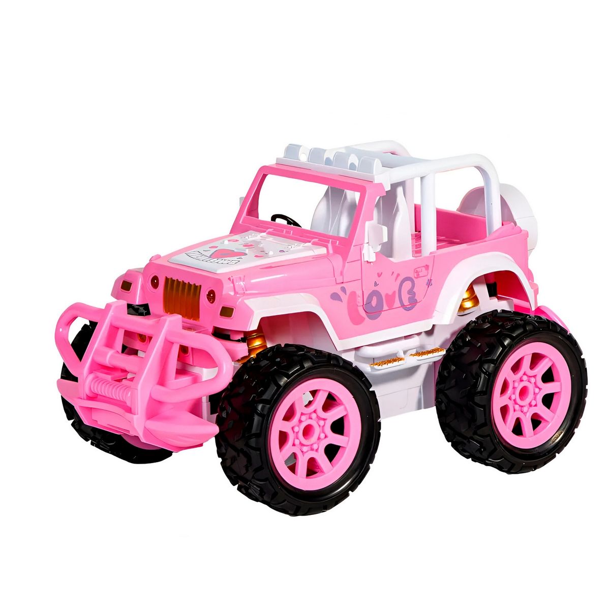 GENERICO - Carro Control Remoto Jeep Rosa Niñas Recargable + Muñeca