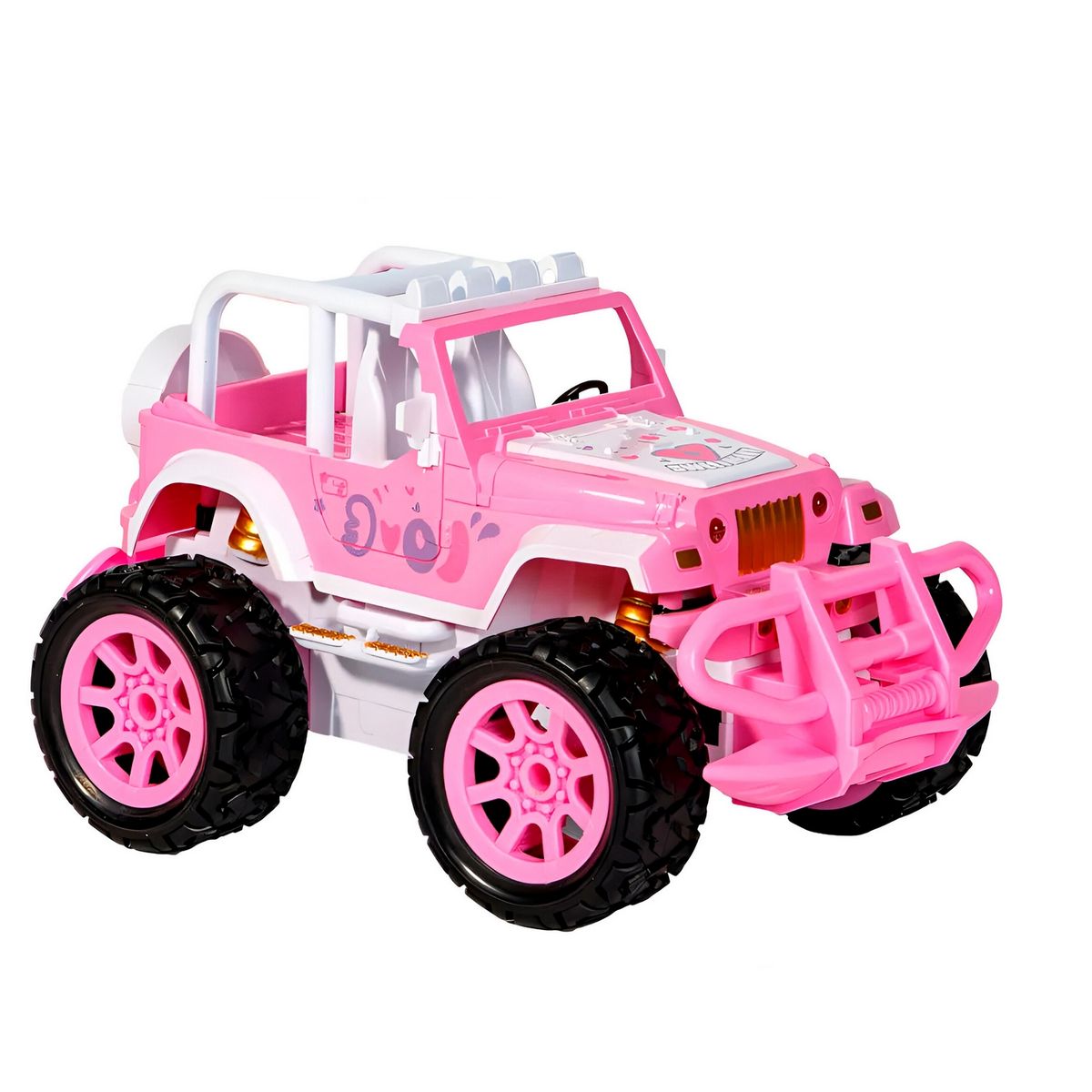 GENERICO - Carro Control Remoto Jeep Rosa Niñas Recargable + Muñeca