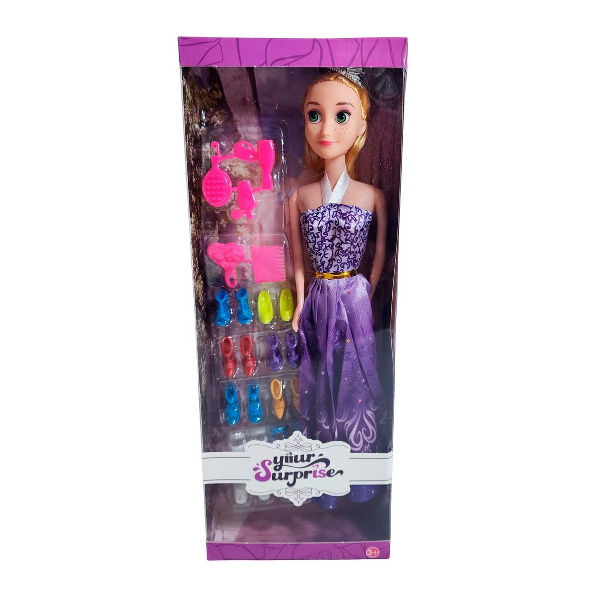 GENERICO - Muñeca Vestido Princesa Con Corona + Zapatos Y Accesorios