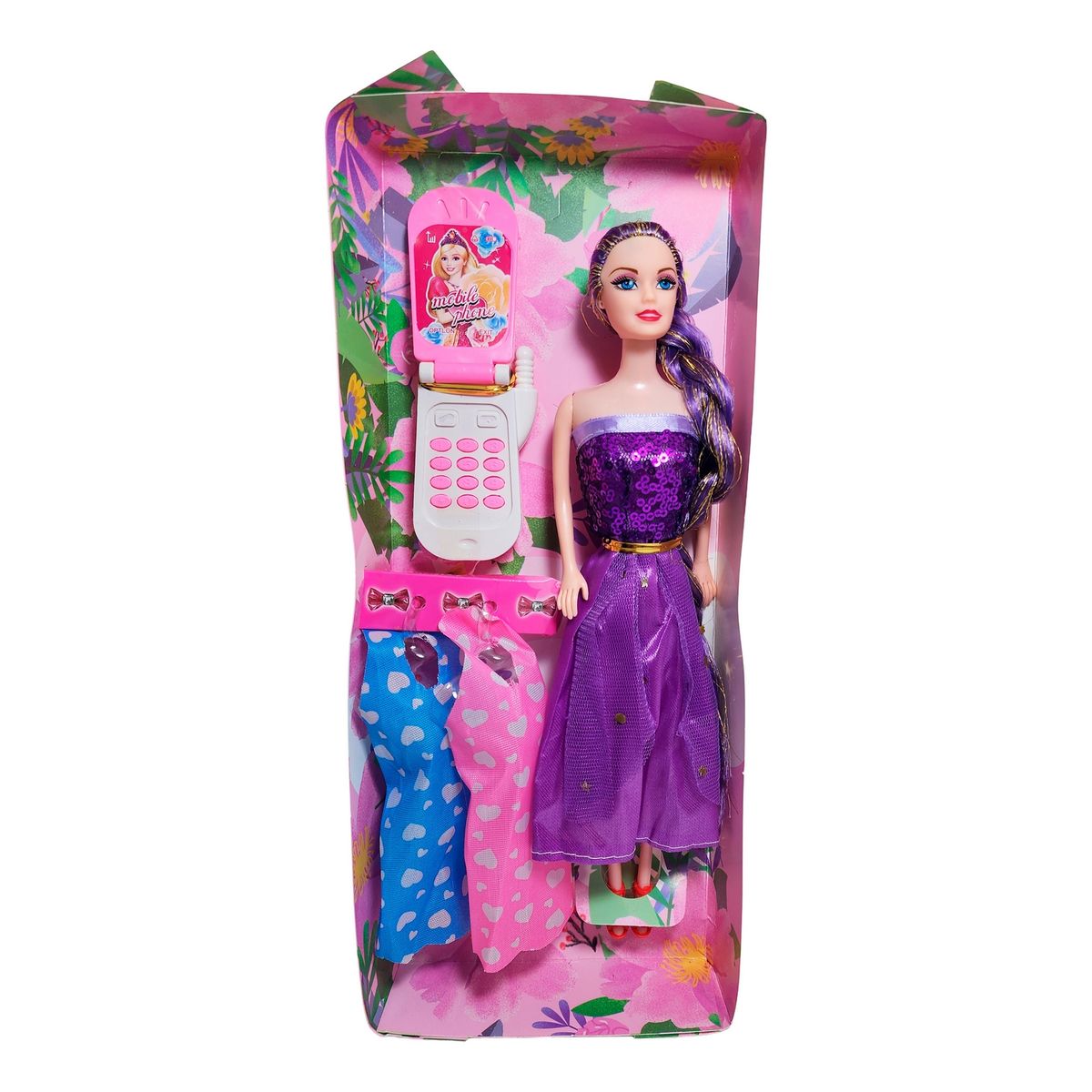 GENERICO - Muñeca Con Vestidos + Telefono De Juguete Niñas Interactivo