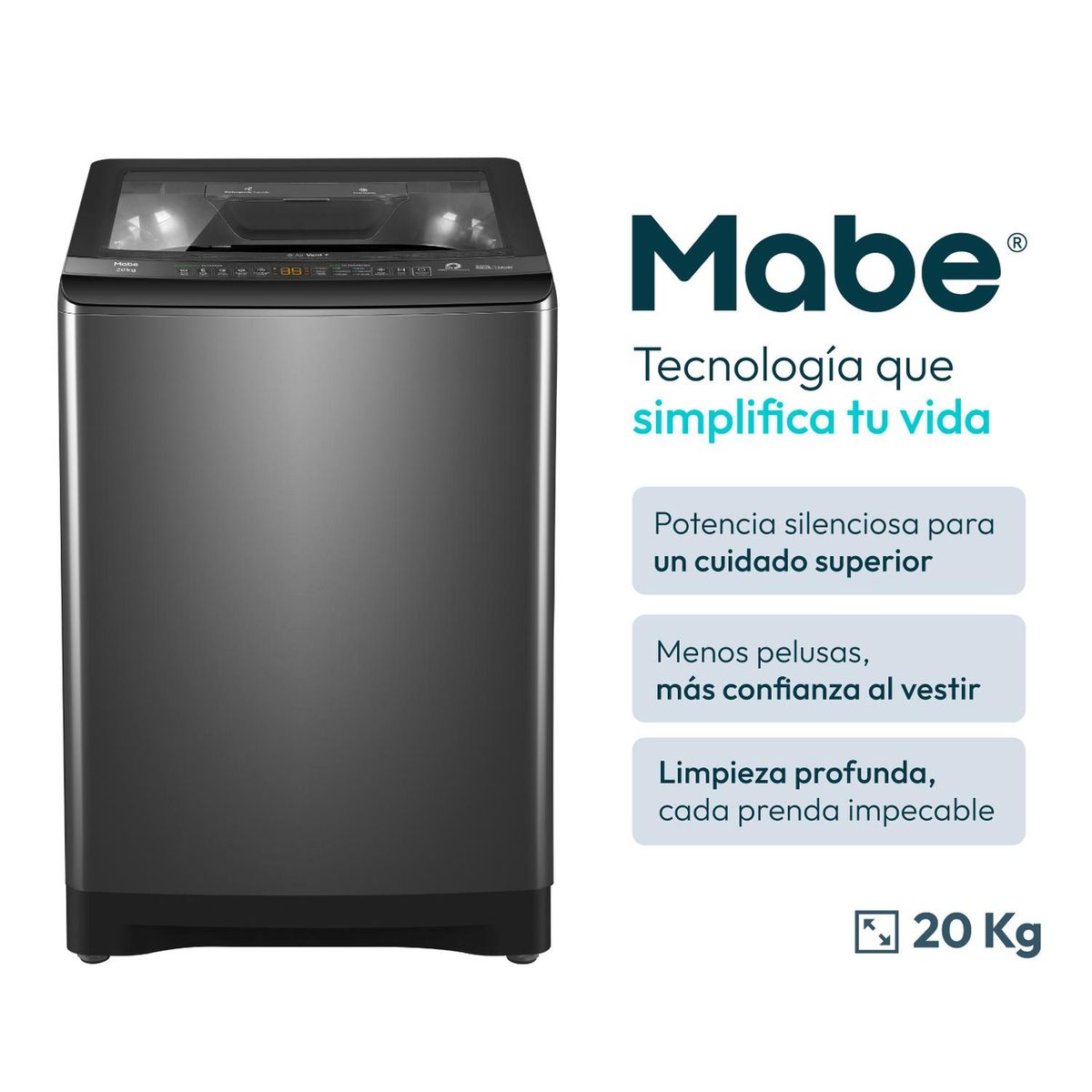 MABE - Lavadora Aqua Saver Green 20Kg Gray Mabe LMA0220WDGAB0