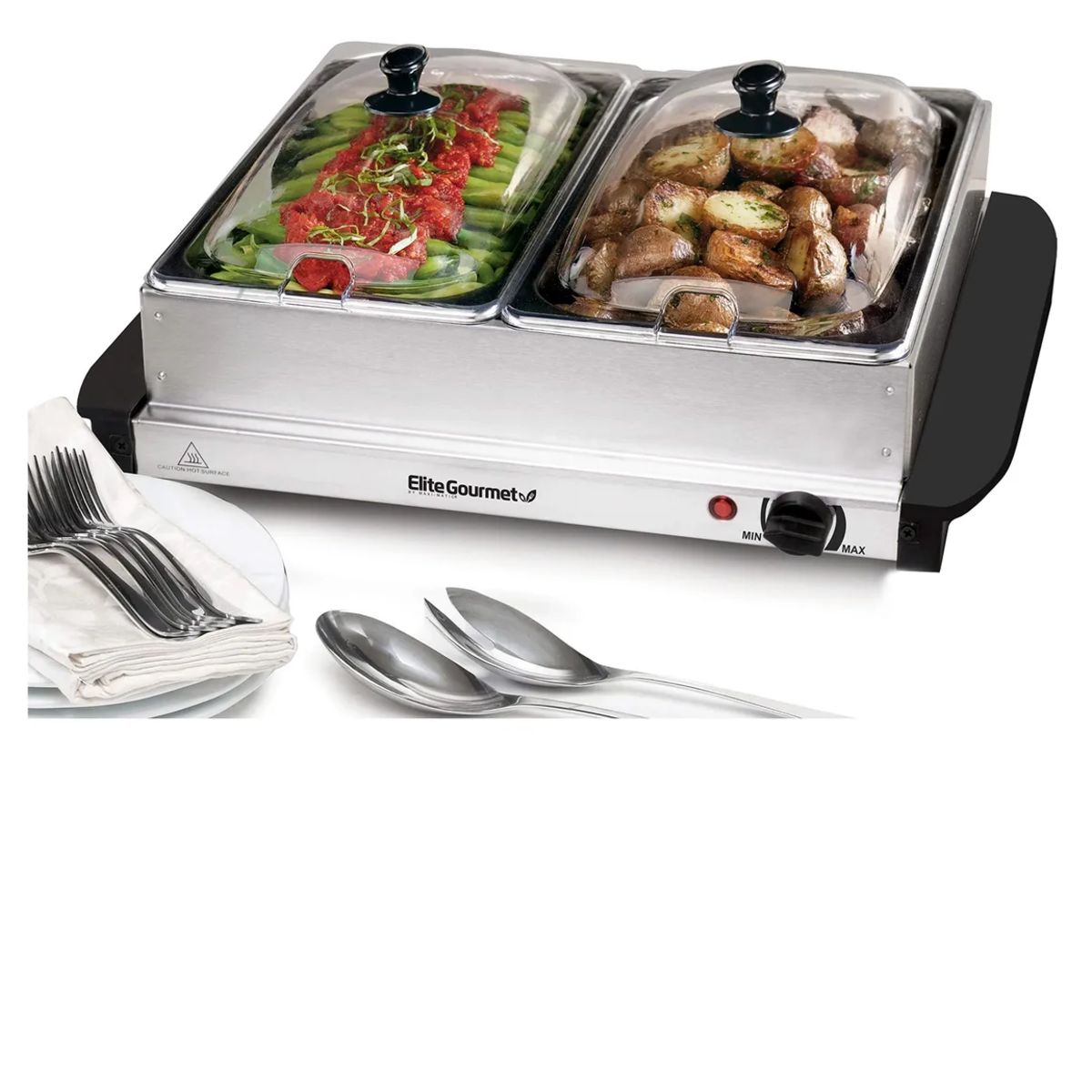 ELITE - Bandejas Dobles De 2 X 2.5 Cuartos De Galón, Servidor De Buf