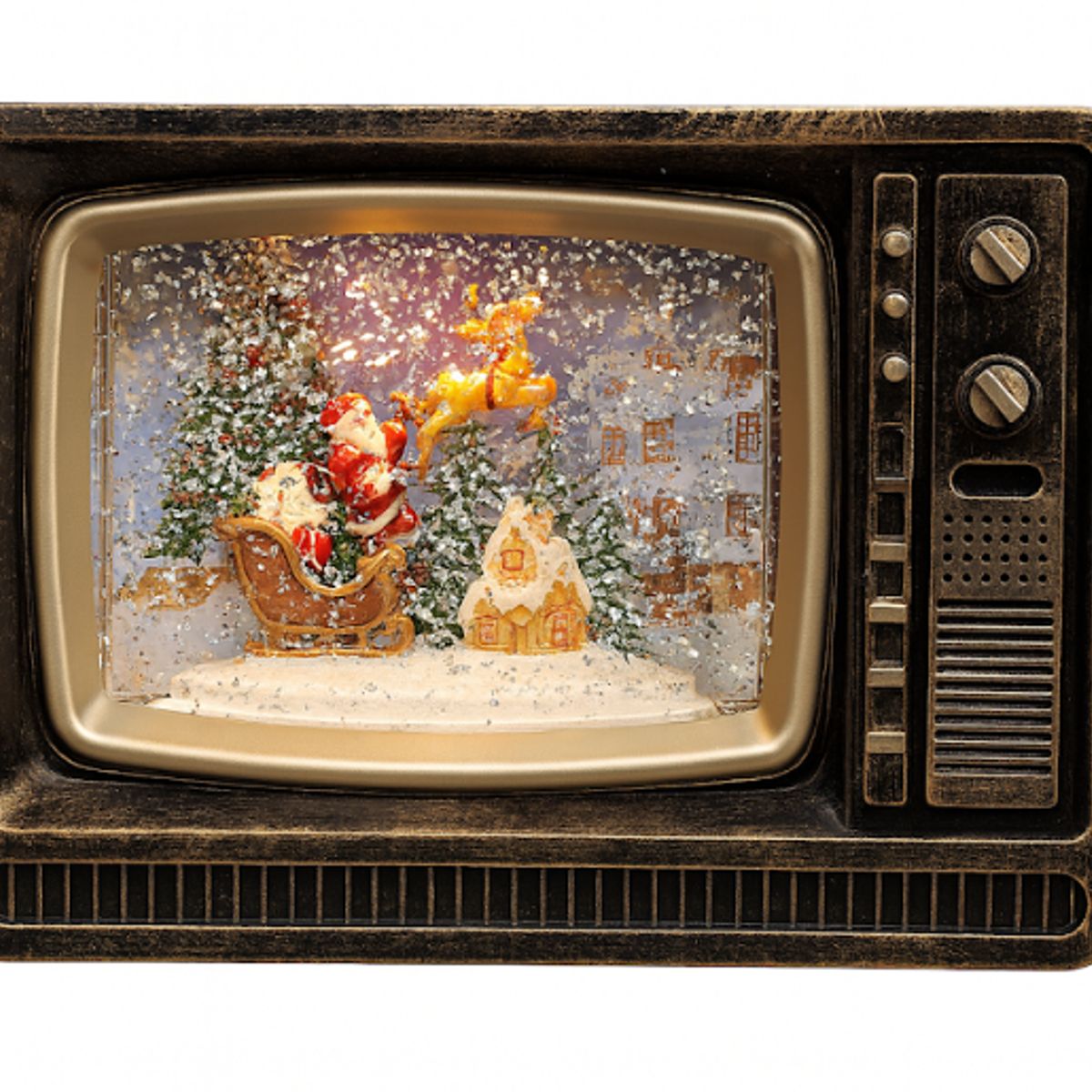 GENERICO - Televisor Navideño Musical  Papa Noel Trineo Luz Efecto Nieve Giratoria Adorno Navideño 42