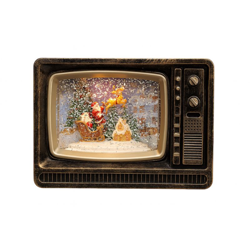 GENERICO - Televisor Navideño Musical  Papa Noel Trineo Luz Efecto Nieve Giratoria Adorno Navideño 42