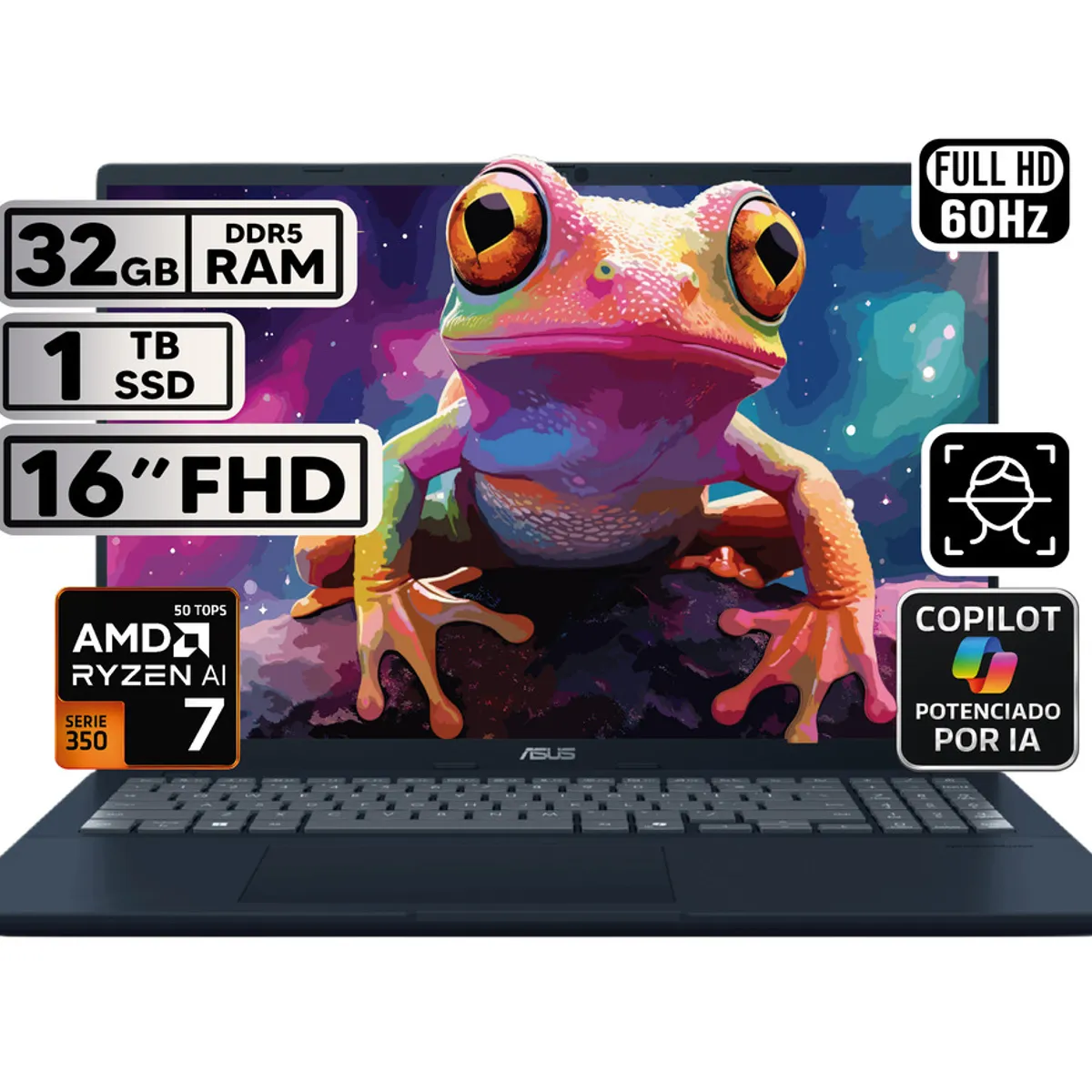 ASUS - PORTÁTIL ASUS VIVOBOOK 16 RYZEN AI 7 32GB 1TB SSD PANTALLA 16″ WUXGA