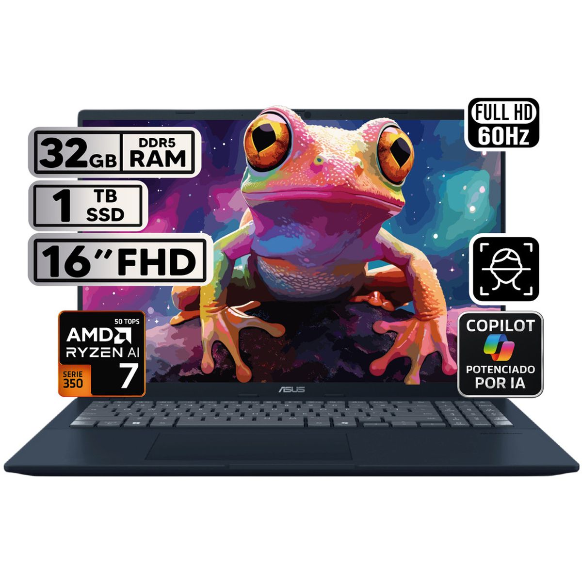 ASUS - PORTÁTIL ASUS VIVOBOOK 16 RYZEN AI 7 32GB 1TB SSD PANTALLA 16″ WUXGA