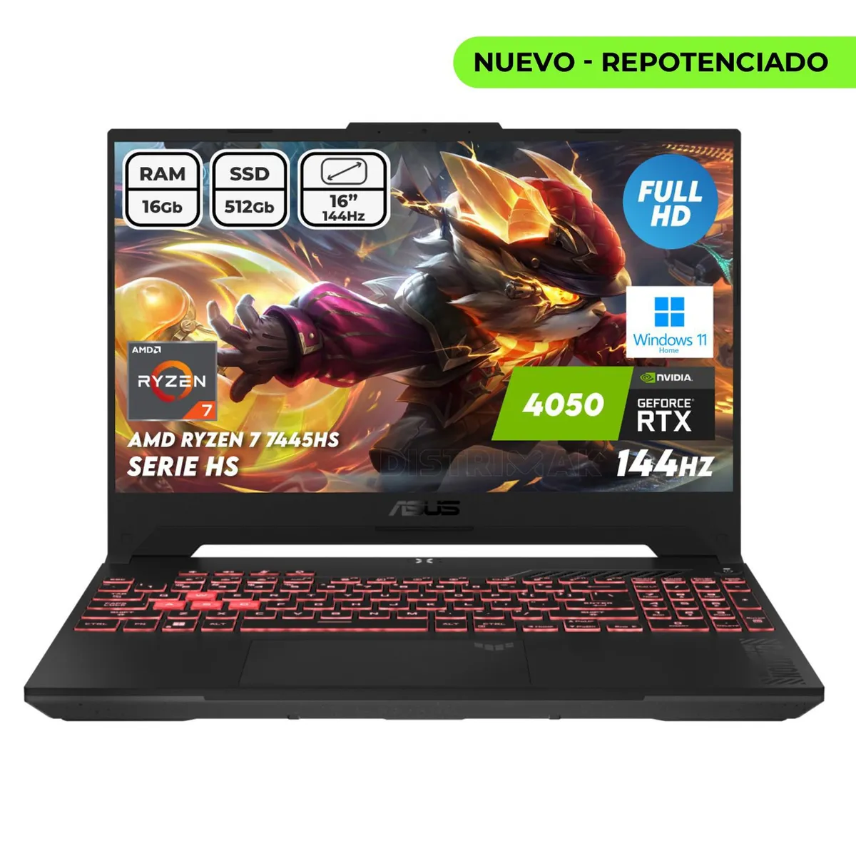 ASUS - Portátil Gamer Asus Tuf A16  R7 7445hs Ram 16gb Ssd 512gb Rtx4050 Windows 11
