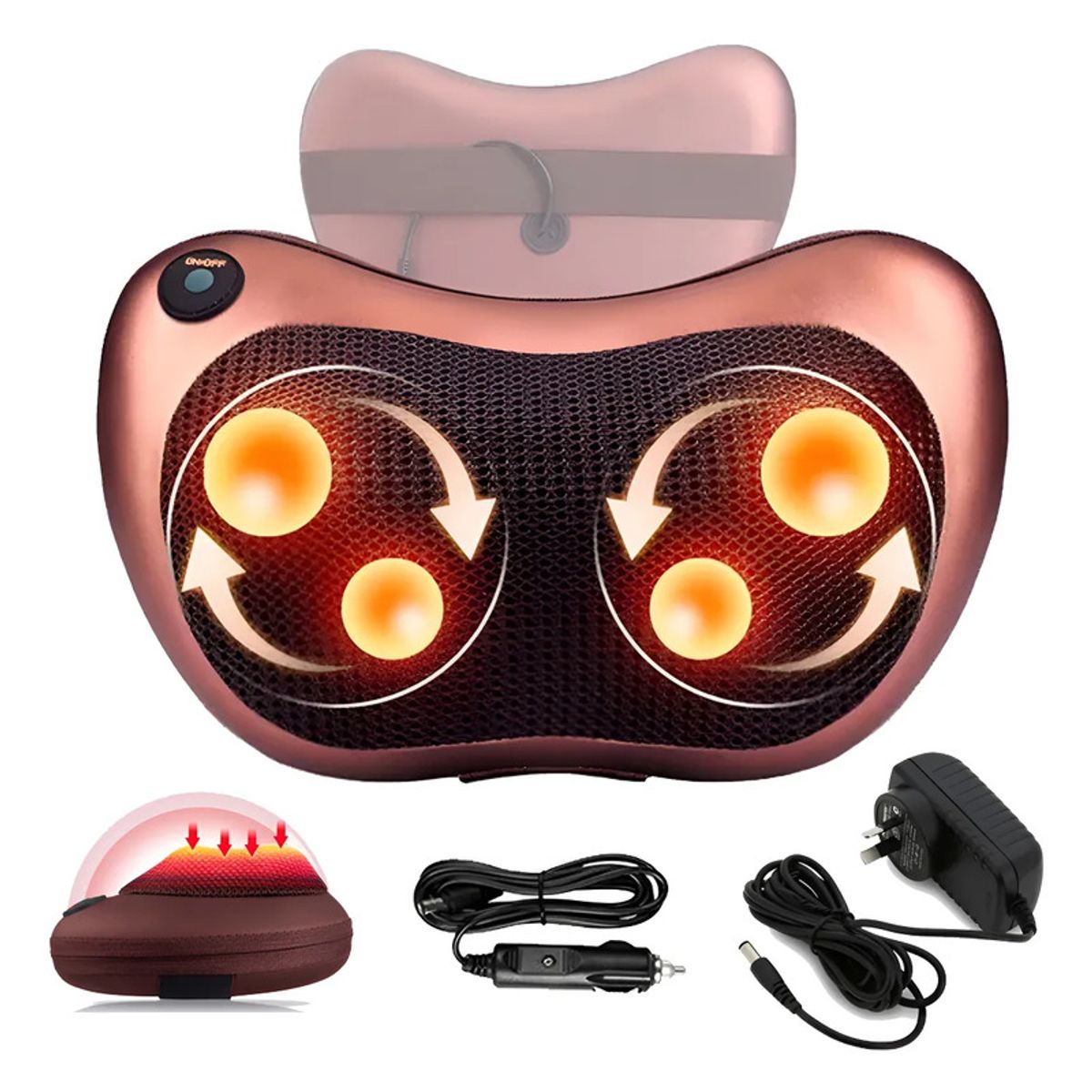 GENERICO - Masajeador Zebbris Almohada Cojín Lumbar Cuello Piernas - Beige