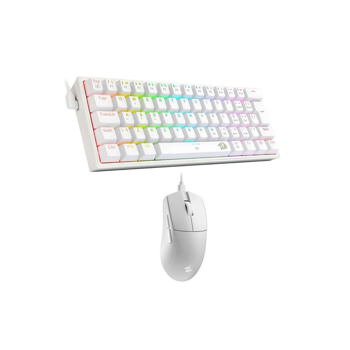 REDRAGON - COMBO TECLADO MECÁNICO Y MOUSE K617RGB SP + M724 BLANCO S143W