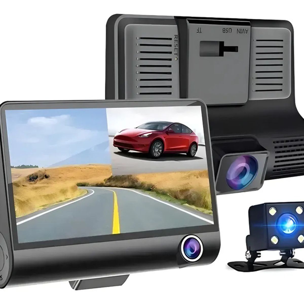 GENERICO - Cámara Zebbris Carro Dvr 3 Lentes 1080p Full Hd Dash 3 En 1