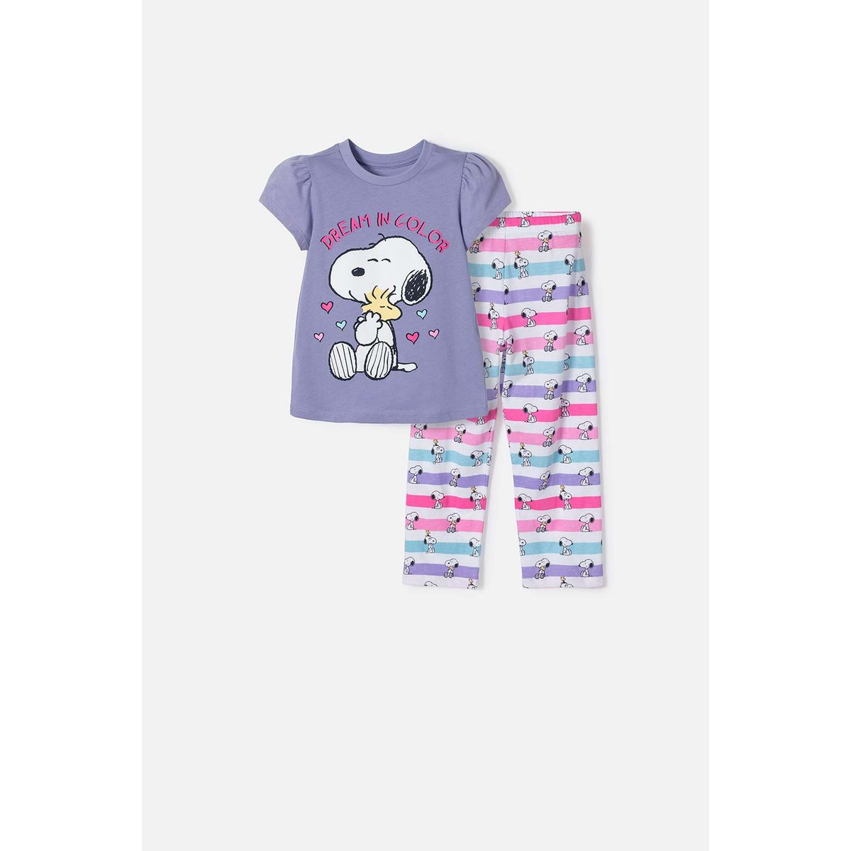 SNOOPY - Pijama de Snoopy con pantalón largo multicolor para niña 2T a 5T