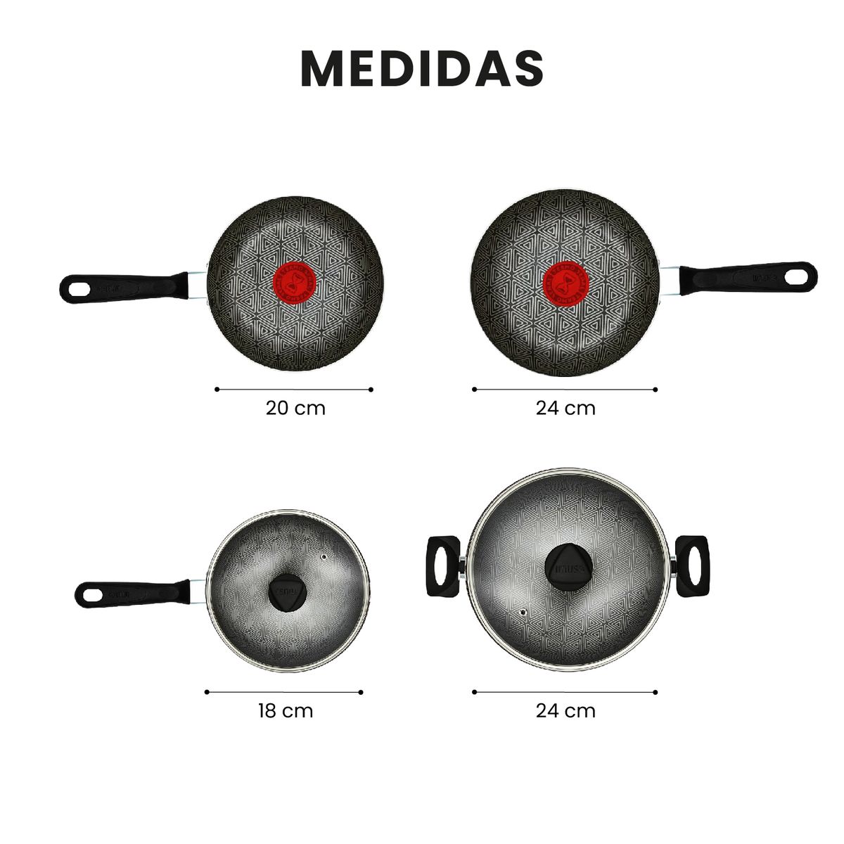 IMUSA - Batería Imusa Antiadherente Triforce 6 Piezas 3x Más Duradera