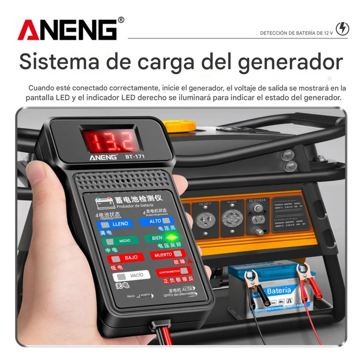 GENERICO - Probador De Bateria Automotriz Tester Universal - Multimetro