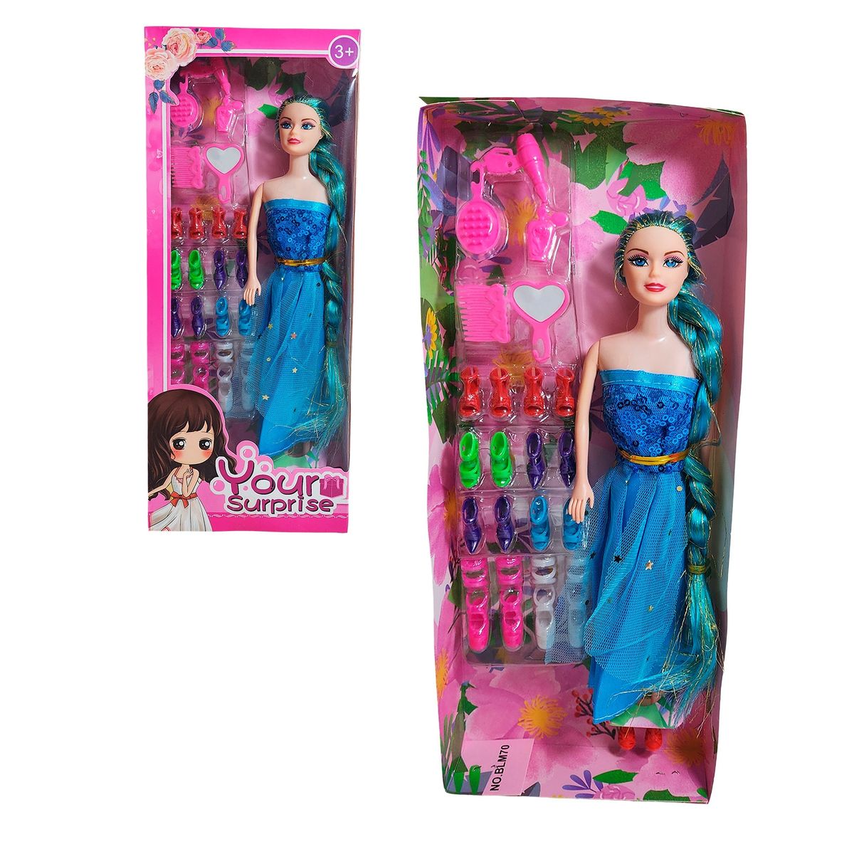 GENERICO - Muñeca Con Vestido Elegante + Set De Zapatos Juguete Niñas