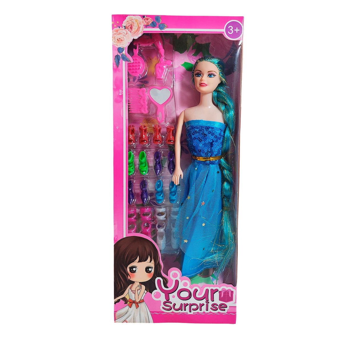 GENERICO - Muñeca Con Vestido Elegante + Set De Zapatos Juguete Niñas