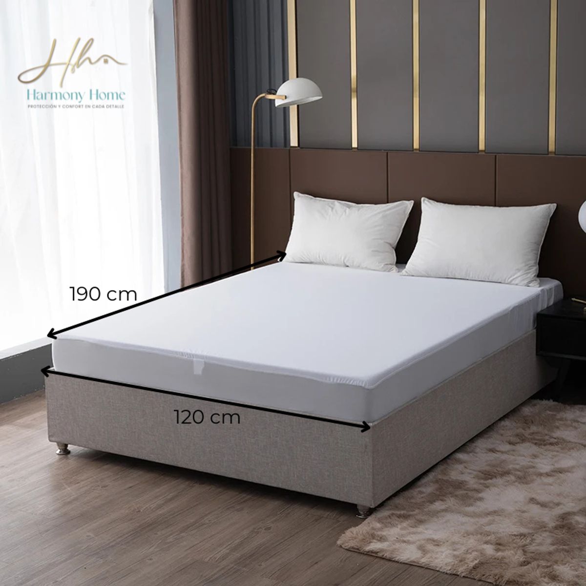 HARMONY HOME - Protector para Colchón Antifluido-Impermeable Ajuste Perfecto 120X190 + Fundas