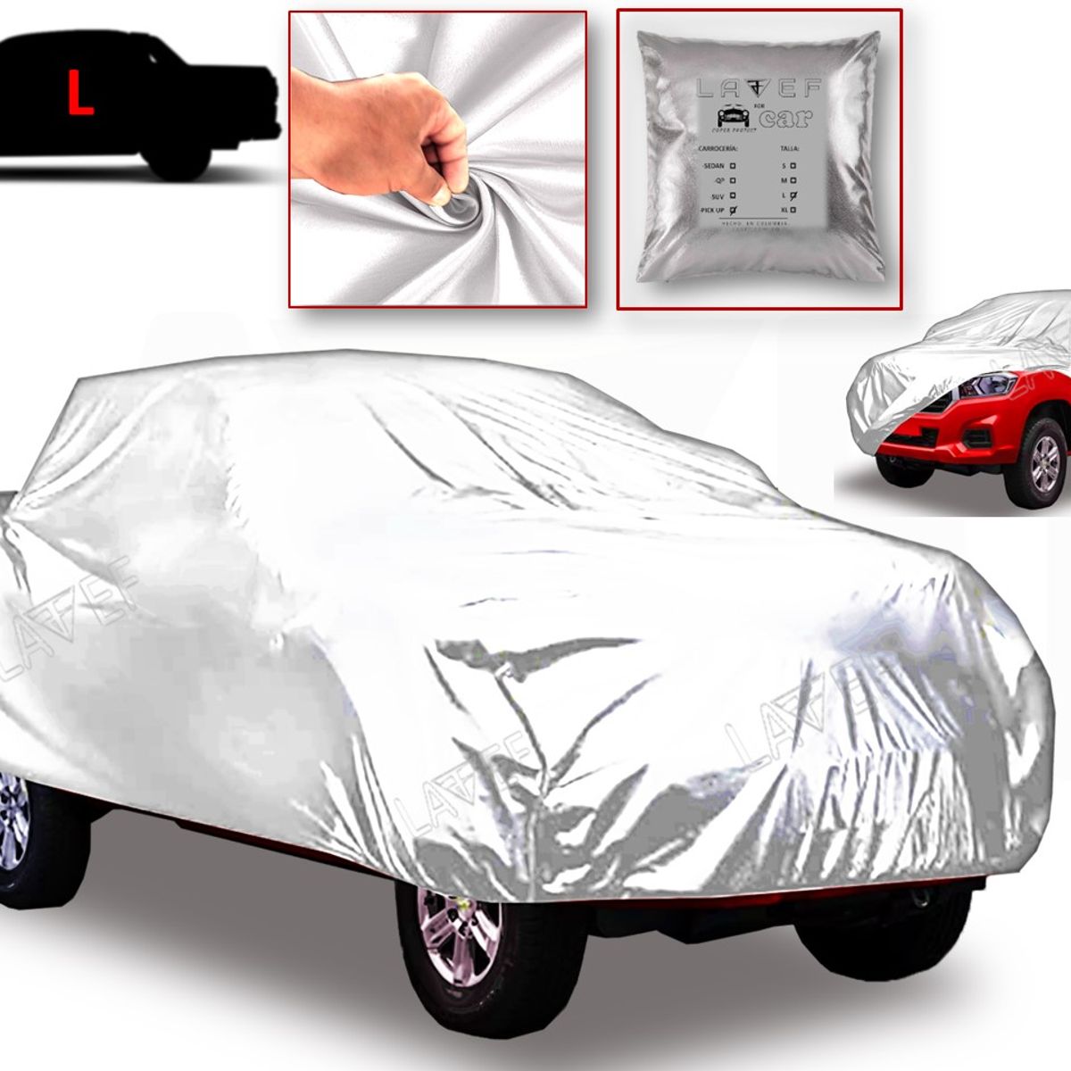 LAVEF - Pijama para carro PICK UP 90% Impermeable con Protección Solar UV - METALIZADA - L