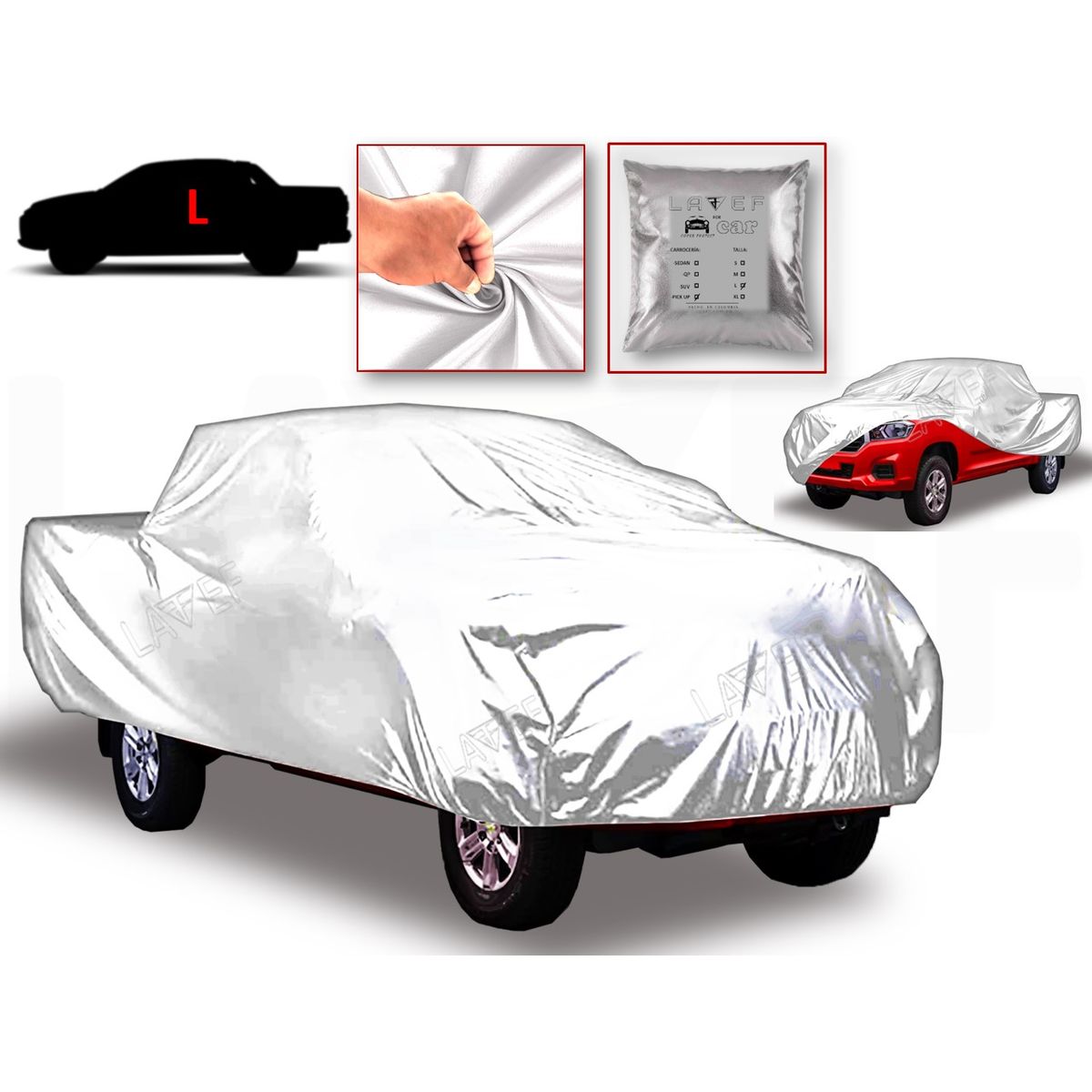 LAVEF - Pijama para carro PICK UP 90% Impermeable con Protección Solar UV - METALIZADA - L