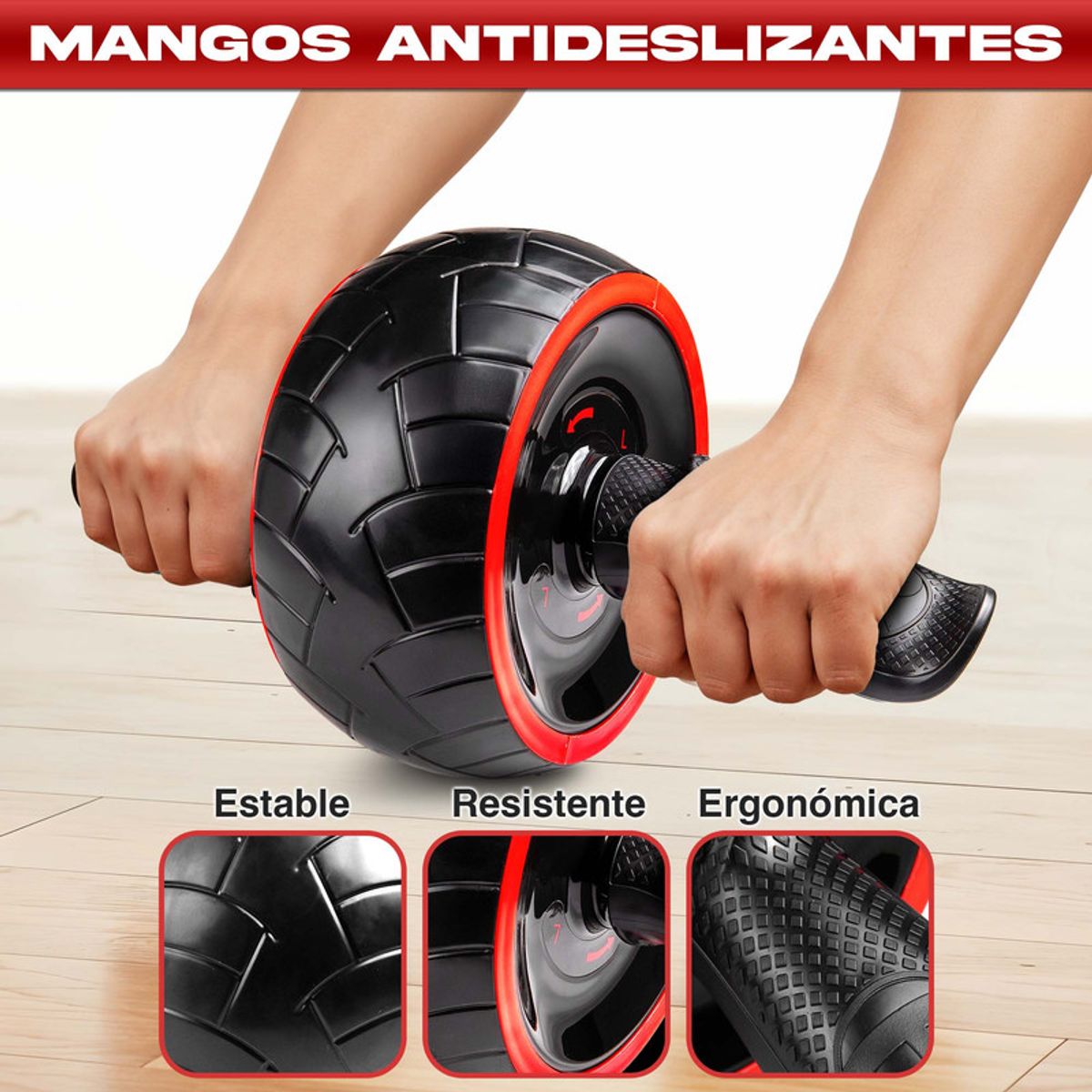 STYLE STARS - Rueda Abdominal Retráctil con Resorte y Tapete para Rodillas