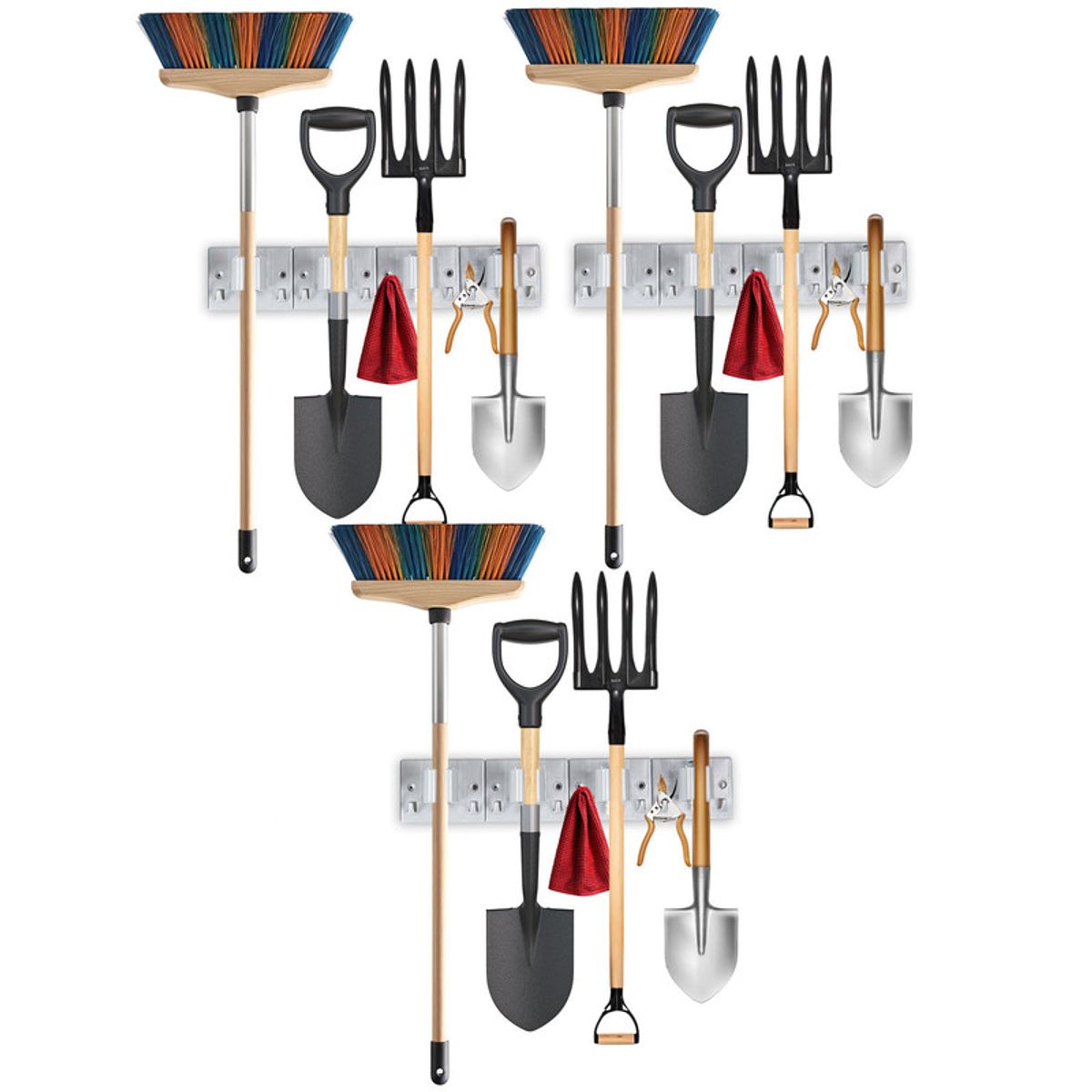 ENERGY PLUS - Set X3 Porta Escobas y Traperos -4 Sujetadores 8 Ganchos CU