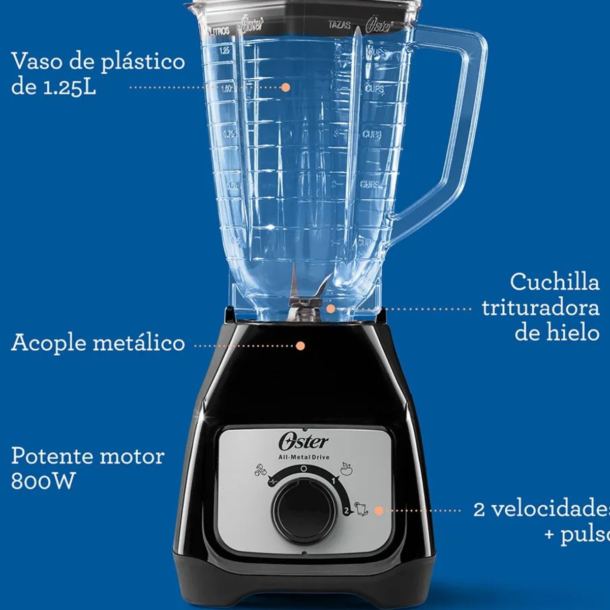OSTER - Licuadora Control de Perilla Oster® con Vaso de Plástico