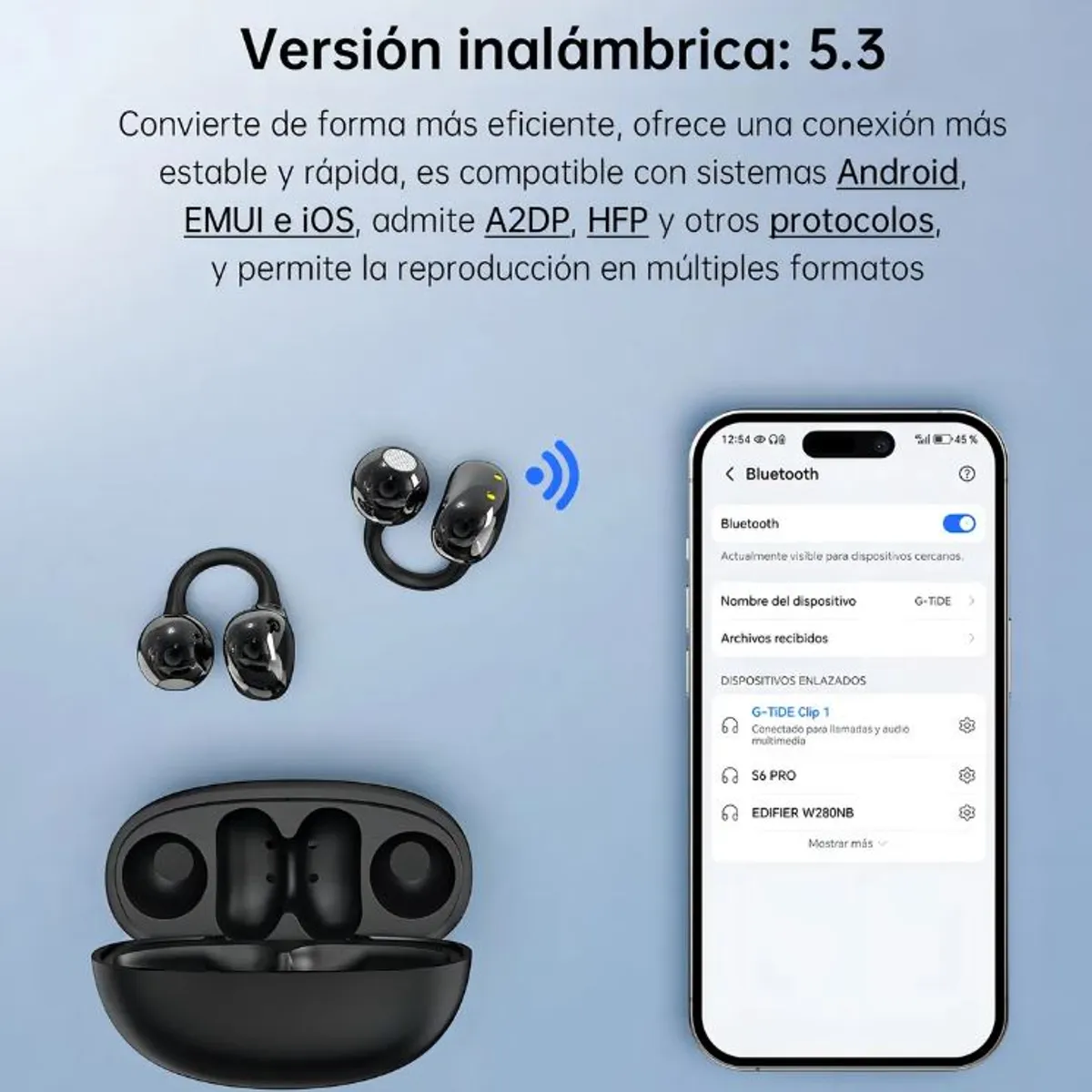 INNOVA - Auriculares Inalámbricos Con Clip Para La Oreja G-tide Clip1 Color Negro