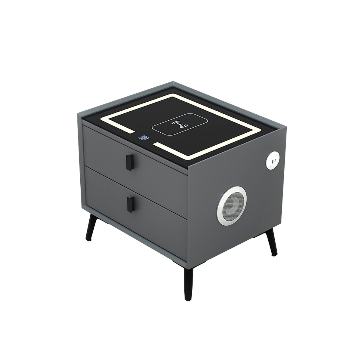 STAY ELIT - Mesa Buró Mueble Inteligente Con Iluminación Y Cargador Usb Acabado Mdf Color Gris Oscuro