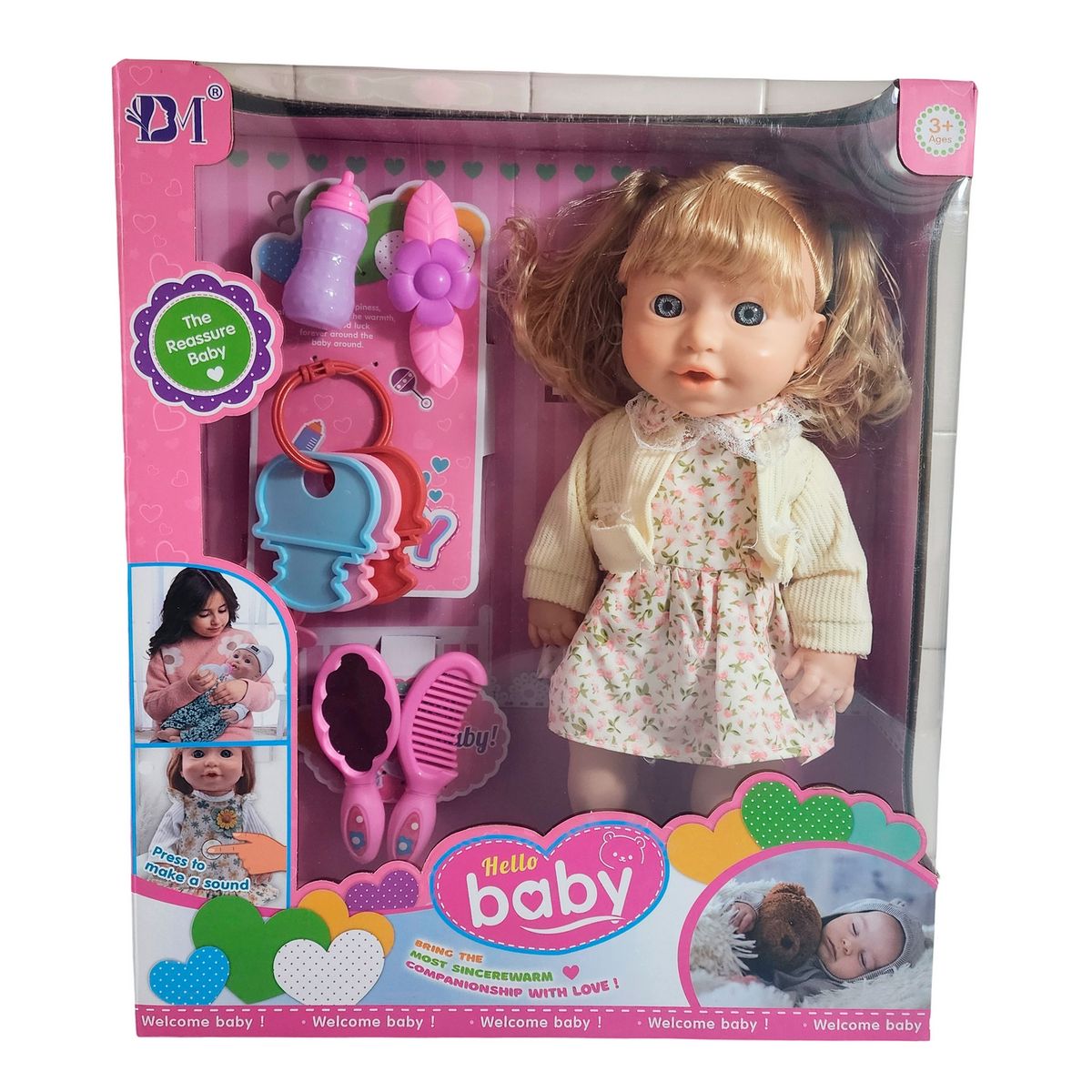 GENERICO - Muñeca Tierna Con Vestido Sonajero + Accesorios Juguete Niña